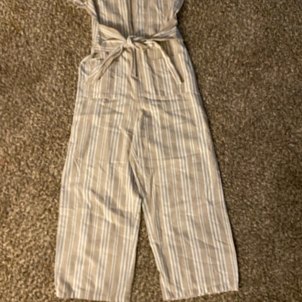 Stevie Hender Beige Striped Jumpsuit